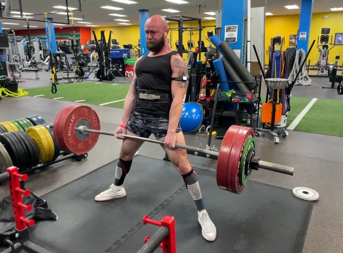 Bobby Lawson completing a heavy sumo deadlift