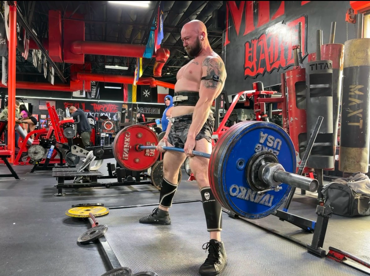 Bobby Lawson performing a heavy sumo deadlift